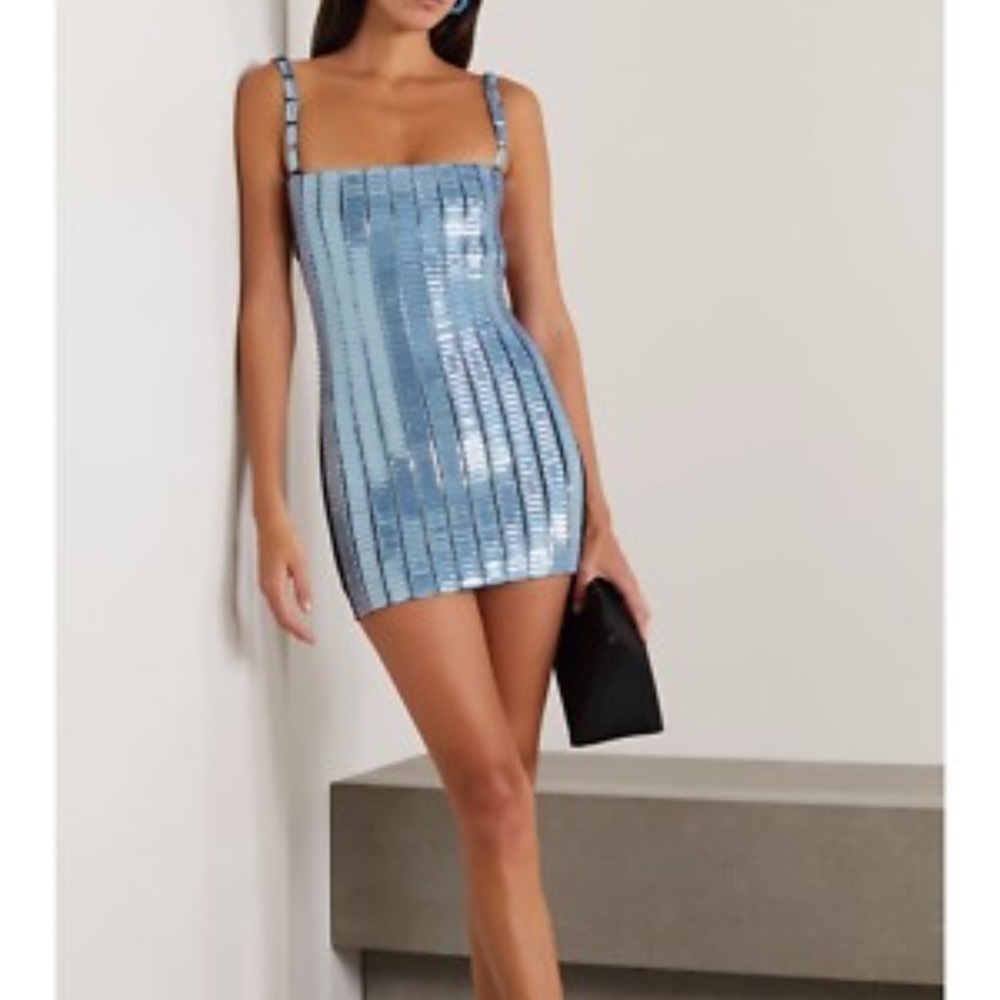 Blue Sequin Mini Skirt